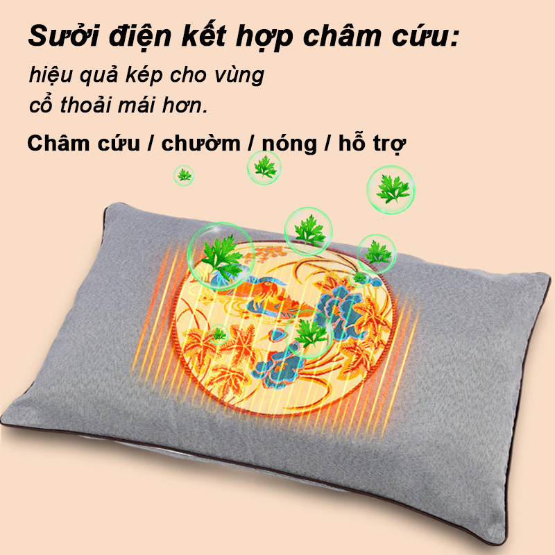 Gối ngải cứu chườm nóng giảm đau cổ vai gáy kê cổ Gối Ngải Cứu Chườm Nóng Giảm Đau Mỏi Cổ Vai Gáy