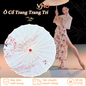 Ô Dù Cổ Trang Giấy Dầu Cao Cấp - Họa Tiết Cổ Điển Tinh Tế, Trang Trí Quán, Chụp Hình & Biểu Diễn Nghệ Thuật