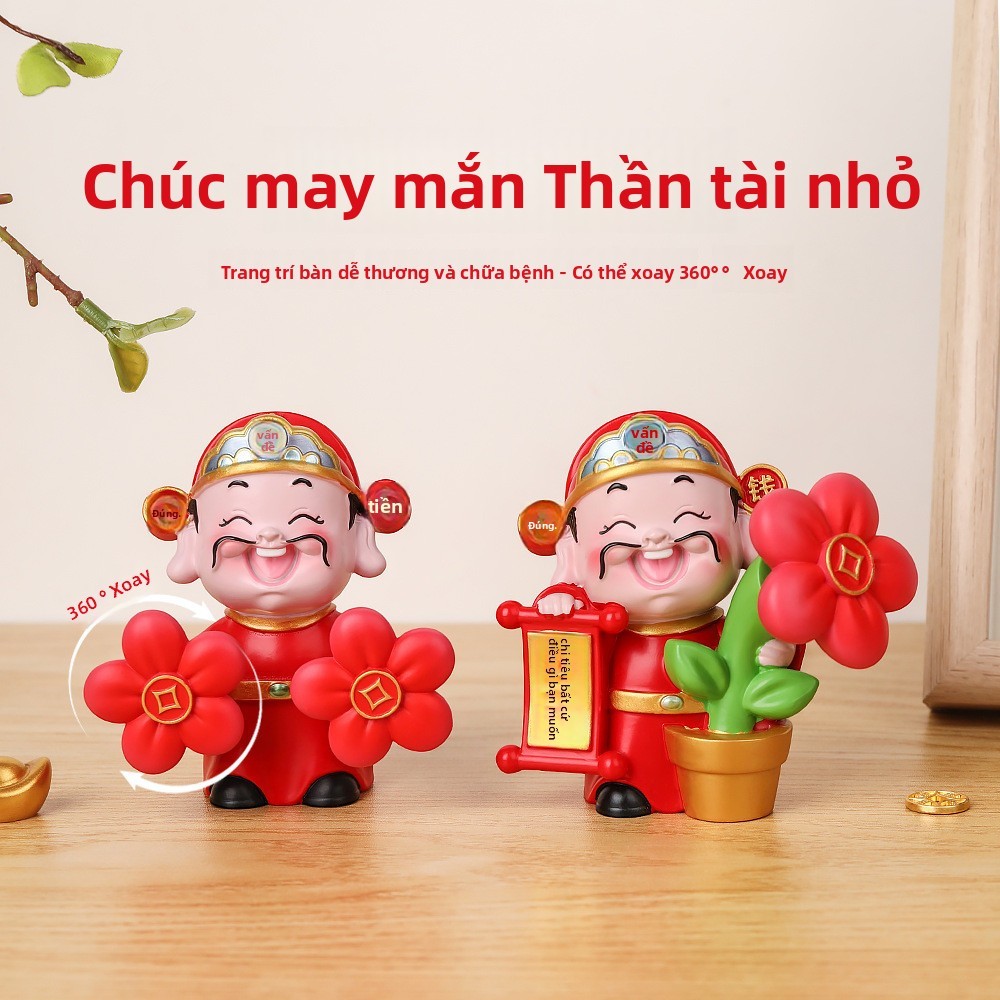 Chúc may mắn Thần Tài Zhuanzhuanle Thần Tài Trang Trí Ô Tô Sáng Tạo Thần Tài Búp Bê Văn Phòng Để Bàn Trang Trí Năm Mới