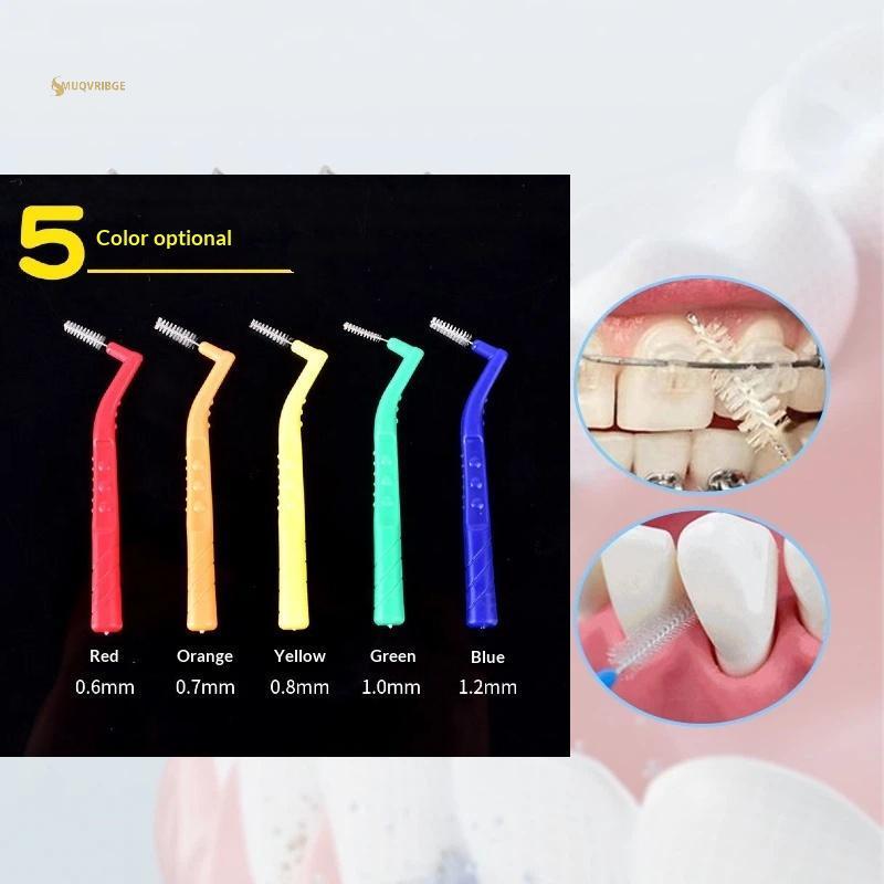 MUQV 20 Cái 0.6-1.2mm L Hình Bàn Chải Inter Có Hộp Chỉnh Nha Dụng Cụ Nha Khoa Làm Sạch Răng Răng Răng Vệ Sinh Răng Miệng Nha Khoa Flosser n