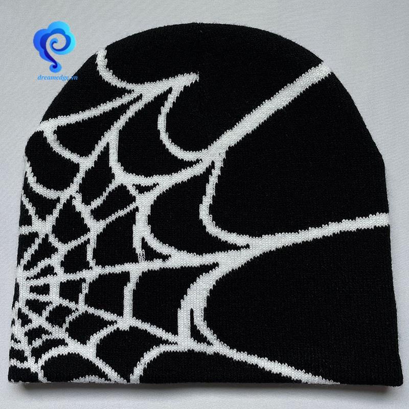 [DreamEdge] Beanie Ấm Áp Cho Mùa Đông, Họa Tiết Nhện Phong Cách Goth Y2K, Len Acrylic