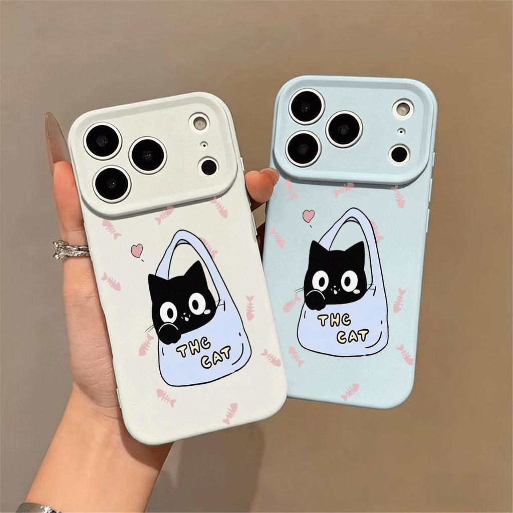 Black Pack Pussycat giữ khuôn mặt cho 16 trường hợp iPhone 17Air gạo nếp trường hợp 14 13 11Pro