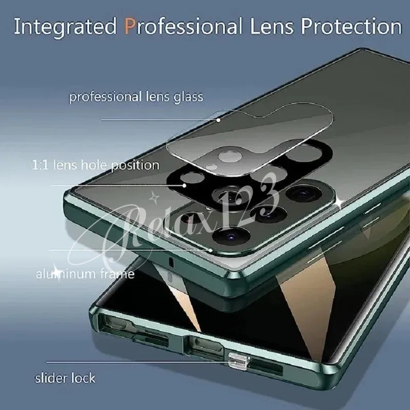 Dành Cho Samsung S26 Ultra 5G Kim Loại Bảo Vệ Ống Kính Từ Tính Cho Samsung Galaxy S26 + S 26 Ultra S26 U S26 Plus S26 FE S26 Edge S26Ultra 5G Bao Coque 360 Vỏ Điện Thoại Kính Hai Mặt