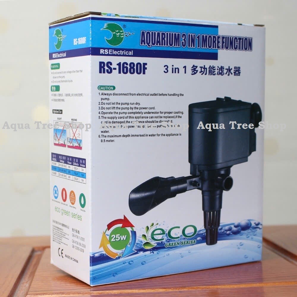 Máy bơm bể cá, hồ cá 3 trong 1 RS 1680F/ 2680F 2 đầu nước ra siêu tiện dụng vừa bơm vừa thổi oxi