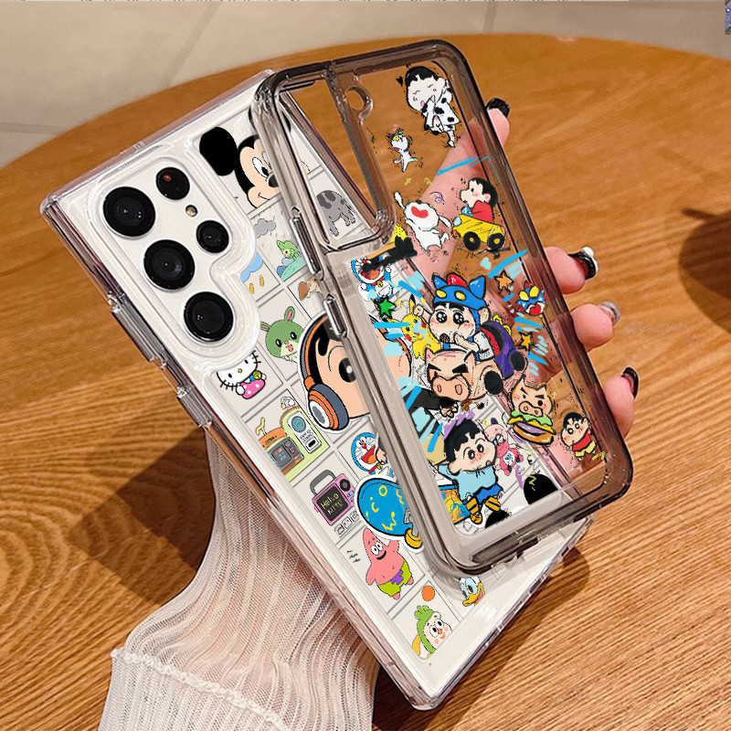 Ốp lưng trượt băng Crayon Shin-chan cứng trong suốt cho Samsung S26 S25 Ultra S24 Ultra S25FE A56 S24FE S23 Ultra S22 A17 A16 A15 A72 A53 A55 A26 / Vỏ Samsung chống sốc