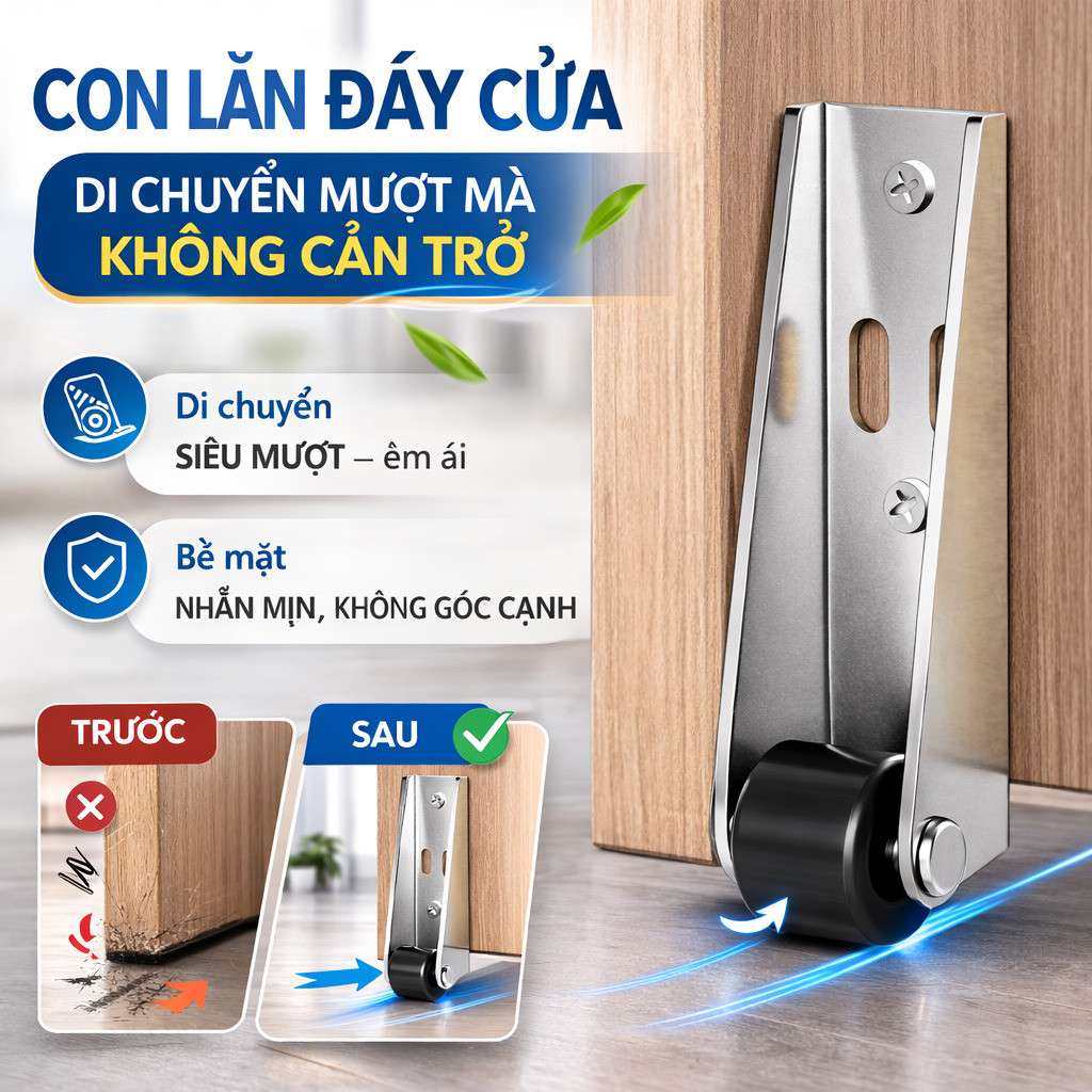 Con lăn đỡ đáy cửa gỗ cổ / Con lăn chống xệ đáy cửa / Con lăn đỡ cửa chống xệ kiểu cũ dùng trong gia đình/bánh xe chống xệ cửa