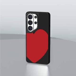 CASECASE X Vỏ Trái Tim Đỏ Màu Đen Mờ Hút Từ Tính Samsung Galaxy S26 Ultra S25 S24 S23 Ultra Plus Mặt Sau Cứng Có Hộp Khắc logov