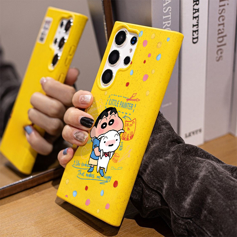 Dành Cho Samsung S26 Ultra S25 Ultra S24U S25FE A56 Họa Sĩ Crayon Shin-chan Vỏ Điện Thoại Mềm Rơm Lúa Mì Thân Thiện Với Môi Trường A55 S23 U / S22 / S20 FE A17 A07 Vỏ Samsung Chống Sốc