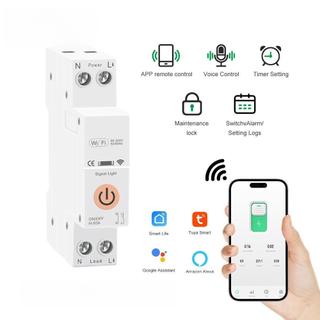 Tuya WiFi 1P 63A Bộ Ngắt Mạch Thông Minh Gắn Ray DIN Công Tắc Từ Xa Tự Động