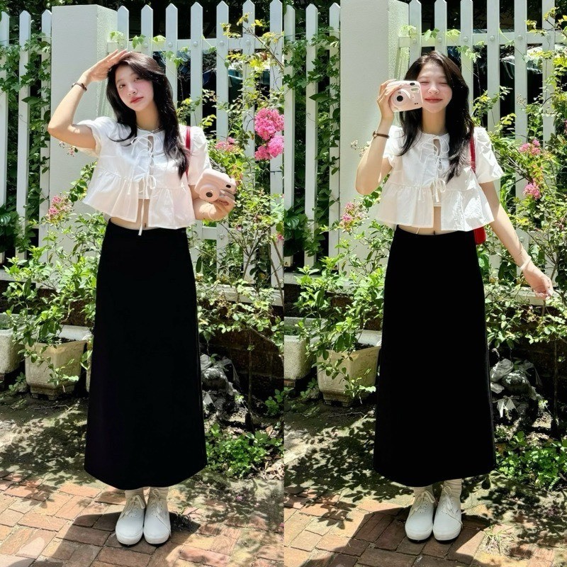 Chân Váy Đen Dáng Dài Form Midi Co Dãn (ẢNH THẬT) Kenco clothing Sài Gòn M888