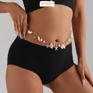 ITRUMPET Dây Thắt Lưng, Dây Xích Thân Ngôi Sao Biển Bohemian, Hợp Kim Mùa Hè Giả Đi Biển Bikini Vỏ Thắt Lưng Liên Kết Cho Nữ