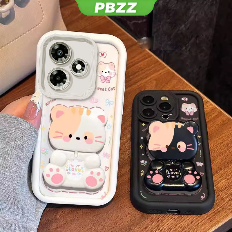 Ốp Lưng Cho infinix hot 30 play hot 30i hot 30 5g 2023 Vỏ Điện Thoại Vỏ Mềm Silicon Chống Sốc Thiết Kế Mới Thẩm Mỹ Hoạt Hình Mèo Có Giá Đỡ Cho Gương JTMMZJ01
