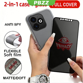 Thạch Màu 2 Trong 1 Gốm Sứ Kính Cường Lực Chống Riêng Tư + Ốp Lưng Cho infinix smart 8 tecno Spark go 2024 hot 40i Spark 20 20c 5g 2023 Vỏ Điện Thoại Thiết Kế Thẩm Mỹ CUTE GDMFK03