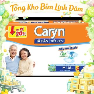 [Gói Lớn - đơn 500k tặng 1g Khăn ướt] Tã Dán Caryn Ngày & Đêm Siêu Thấm Người Lớn M/L18+2 (Vòng hông 65-110cm)ăn