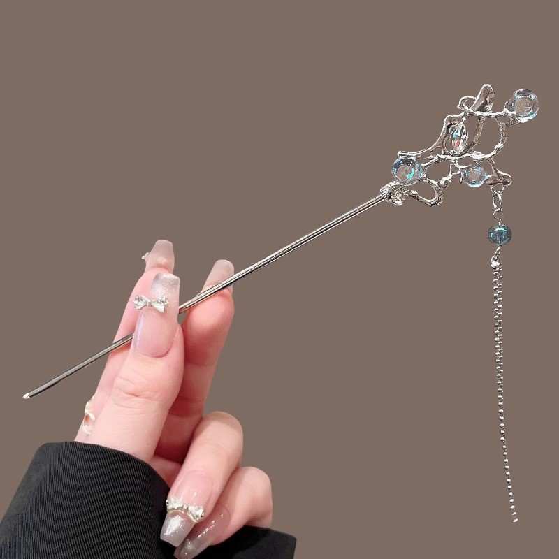 MAUROPOLI Mới Phong Cách Trung Hoa Kim Cương Giả Bướm Tua Rua Kẹp Tóc Nữ Phong Cách Quốc Gia Phong Cách Mới Đơn Giản Kẹp Tóc Mát Kẹp Tóc Mũ Đội Đầu