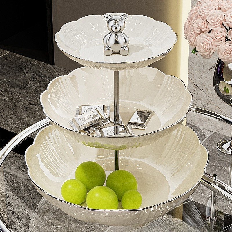 Khay đựng kẹo trái cây 3 tầng hình gấu nhựa cao cấp thân thiện môi trường trang trí nhà cửa phù hợp