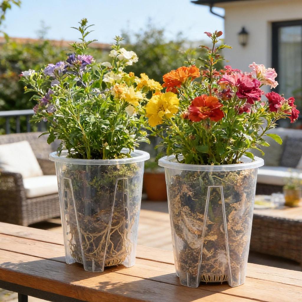 Chậu vườn kiểm soát rễ trong suốt - Chậu trồng hoa lan thoáng khí Đế ổn định có lỗ thoát nước để sử dụng làm vườn tại nhà
