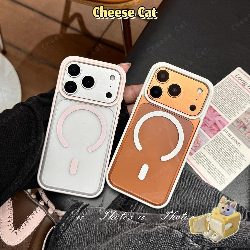 Vỏ sạc không dây từ tính hình vuông vỏ acrylic cứng cho iPhone 11 12 13 14 15 Pro Max X Xs 7 Plus mới viền màu đơn giản