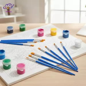 HFTOY 100 / 130 / 160 / 180 / 200 Chiếc Bàn Chải Tranh Bộ Nghệ Thuật Đầu Phẳng Bàn Chải Sơn Tóc Nylon Tròn Cho Acrylic Màu Nước Trẻ Em / Nghệ Sĩ / Người Mới Bắt Đầu / Học Sinh ~