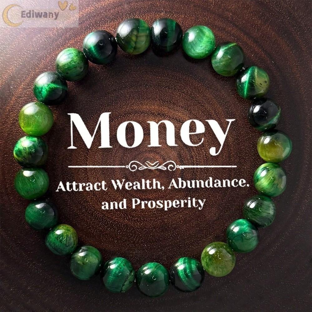 Vòng tay đá mắt hổ EDIWANY đính cườm đá Galaxy Wealth - Phụ kiện thời trang may mắn với dây co giãn, phù hợp tập yoga
