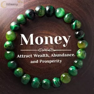 Vòng tay đá mắt hổ EDIWANY đính cườm đá Galaxy Wealth - Phụ kiện thời trang may mắn với dây co giãn, phù hợp tập yoga