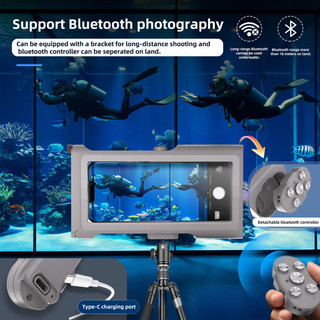 2026 Chuyên Nghiệp Dưới Nước 15M Bluetooth Shutter Đa Năng Lặn Chống Thấm Nước Ốp Lưng Điện Thoại Trong Vòng 6,9 inch Vỏ Chống Nước