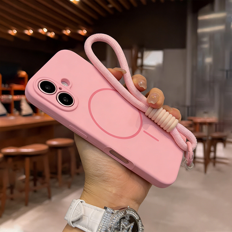 Ốp Lưng Silicon Nam Châm Cảm ứng Mềm Phù Hợp IPhone 17/16/15/14/13/12 Pro Max Ốp Mềm Chống Va đập Kèm Dây đeo