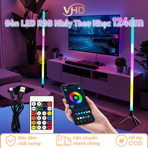 Cây Đèn LED RGB 124cm 360° Nháy Theo Nhạc Mới Nhất 2026 - Trang Trí PC, Tivi & Phòng Cực Đẹp, Tích Hợp APP & Remote