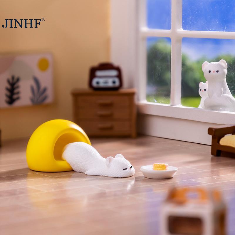 JINHF Hoạt Hình Dễ Thương Mini Ferret DIY Trang Trí Nhà Cửa Máy Tính Để Bàn Kawaii Thu Nhỏ Các Bức Tượng Nhỏ Trang Trí Phụ Kiện Thủ Công Trẻ Em Quà Tặng HOT