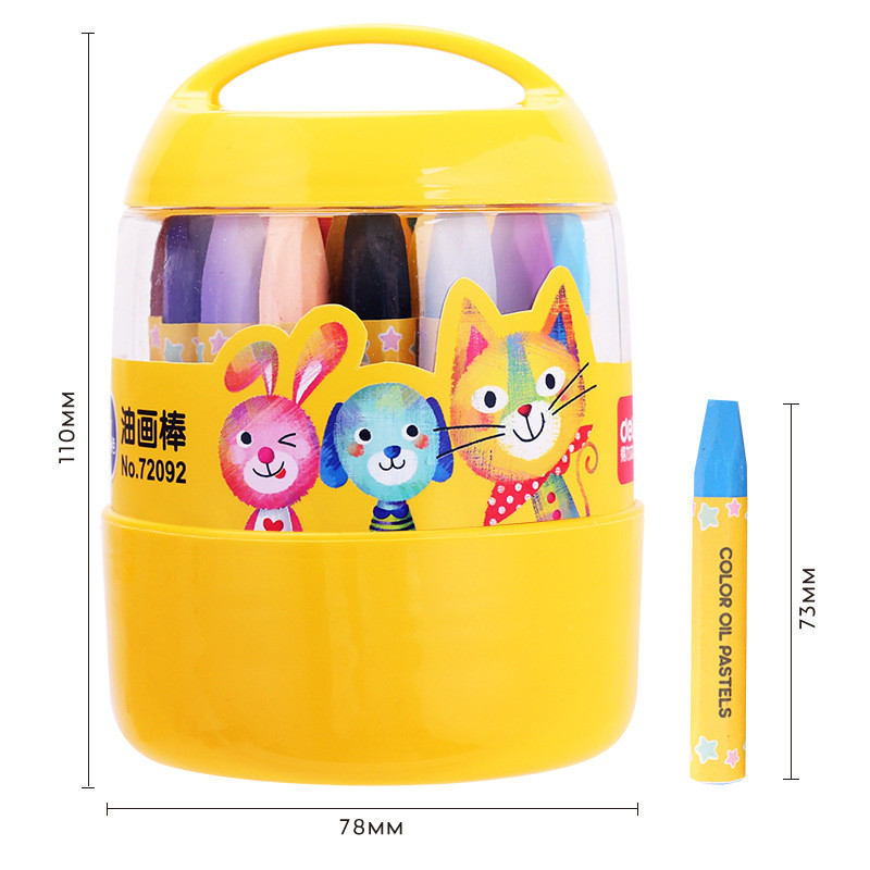 Deli Oil Pastel Crayon thùng 24/12/36 màu, bút sáp màu cho học sinh, trẻ em, có thể giặt