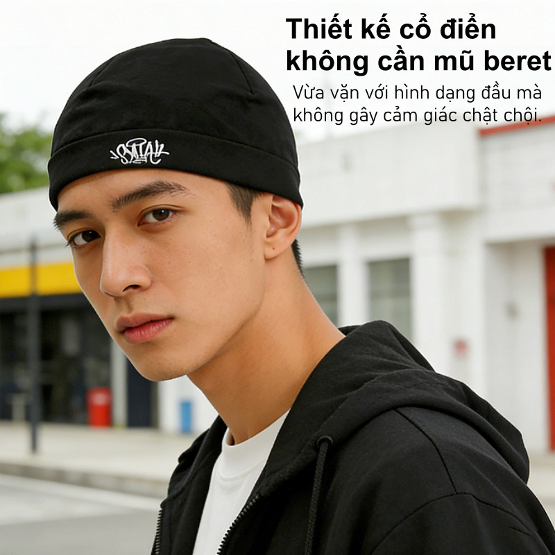 Mũ Beanie Thêu Phong Cách Hip-Hop【Chất Nylon】- Thoáng Mát, Nhẹ Nhàng, Dùng Mùa Xuân/Hè