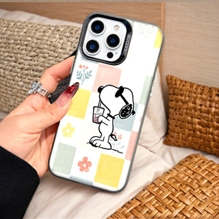 Ốp Lưng Iphone Phim hoạt hình thời trang Cho Iphone 7 xs xr 11 12 13 14 15 16 Pro Max Plus SNOOPY Grid simple fashion