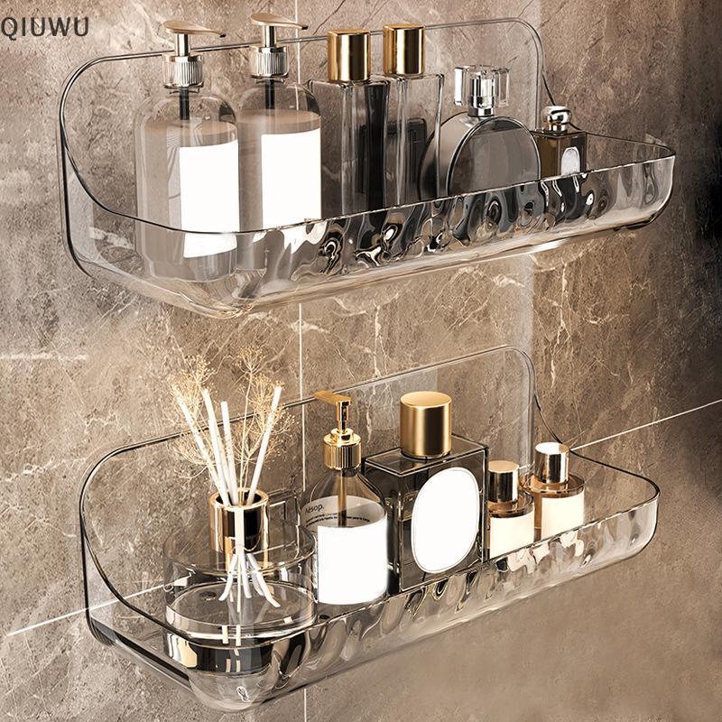 QIUWU Phòng tắm Nhà vệ sinh Ra Kệ đựng đồ vệ sinh Không đục lỗ Sản phẩm chăm sóc da treo tường Giá đỡ rửa tường Hộp lưu trữ trong suốt.