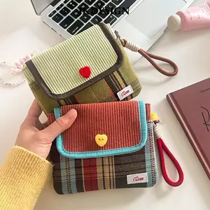 Túi đựng băng vệ sinh JKDESIGN, Túi đựng cáp dữ liệu dung tích lớn, Túi đựng mỹ phẩm, Ví đựng tiền xu đa năng màu tương phản di động dành cho nữ Cô gái