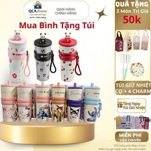 . Bình Giữ Nhiệt Cute 710Ml – Hoạ Tiết Dễ Thương, Quai Sách Tiện Lợi, Inox 304 Giữ Nhiệt Lâu