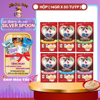 Súp Thưởng Cho Mèo Silver Spoon Unicharm Gói 56g (4 Thanh) Từ Thịt Cá Thật Mềm Mịn Dễ Ăn