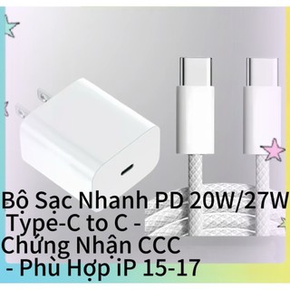Hỗ trợ bán sỉ Bộ Sạc Nhanh PD 20W/27W Type-C to C - Công nghệ 3C mới- Phù Hợp iP 8-17 - Hàng sẵn kho, giao nhanh