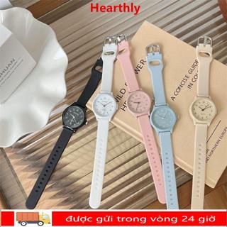 Đồng hồ thạch anh HEARTHLY, Đồng hồ đeo tay dây đeo silicon dành cho sinh viên, Đồng hồ thạch anh nhiều màu có thể điều chỉnh thông thường