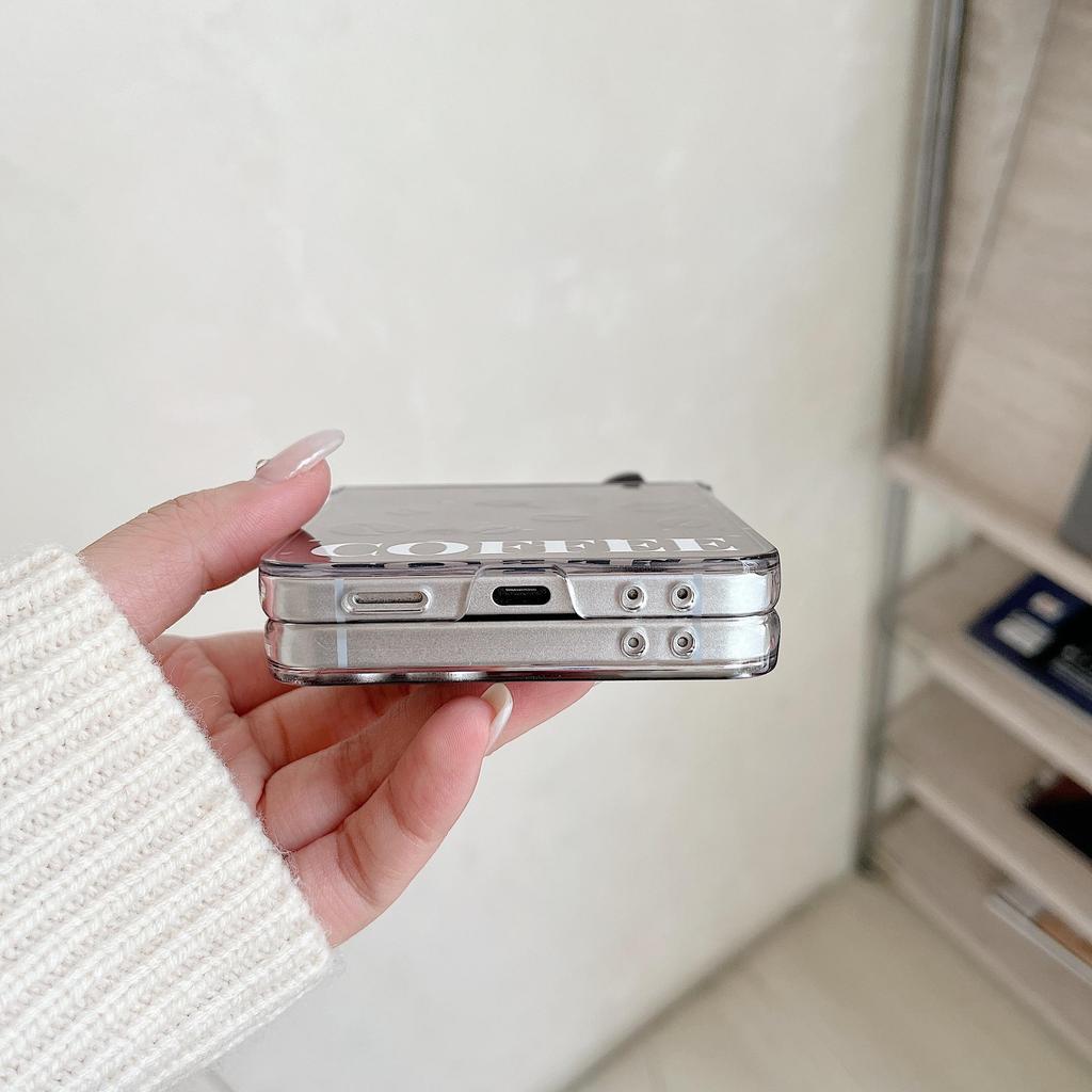Ốp Điện Thoại Hạt Cà Phê 3D Thích Hợp Cho Samsung Galaxy ZFlip7 zflip6 Dây Gấp Vỏ Cứng Cho Z Flip 7 6 5 4 3 5G PuraX N3Flip MixFlip 2 Vỏ Bảo Vệ
