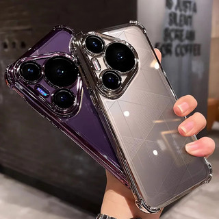 Ốp Điện Thoại Chống Sốc Mạ Sang Trọng Trong Suốt Cho Huawei Pura 80 70 Ultra P60 P50 P40 Mate 80 Pro Max 70 60 50 Pro Plus 5G Vỏ Mềm Silicon Bốn Góc