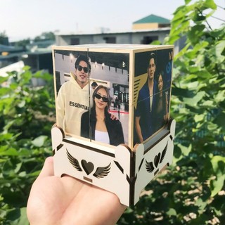 Hộp Ảnh Xoay Cubic - 11 Ảnh In Theo Yêu Cầu, Hình Khối Rubik, Lưu Giữ Khoảnh Khắc, Có Kèm Chân Đế