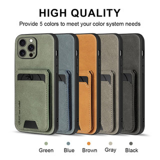 Ốp điện thoại đựng thẻ da sang trọng cho iPhone 16E 16 17 15 14 13 11 Pro max túi đựng thẻ ví da PU chống sốc mặt sau