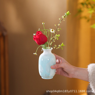 Gốm Sứ Sang Trọng Pha Lê Men Gốm Nhỏ Bình Hoa Mini Sắp Xếp Hoa Mô Phỏng Hoa Phòng Khách Để Bàn Trang Trí Trung Quốc CZBQ