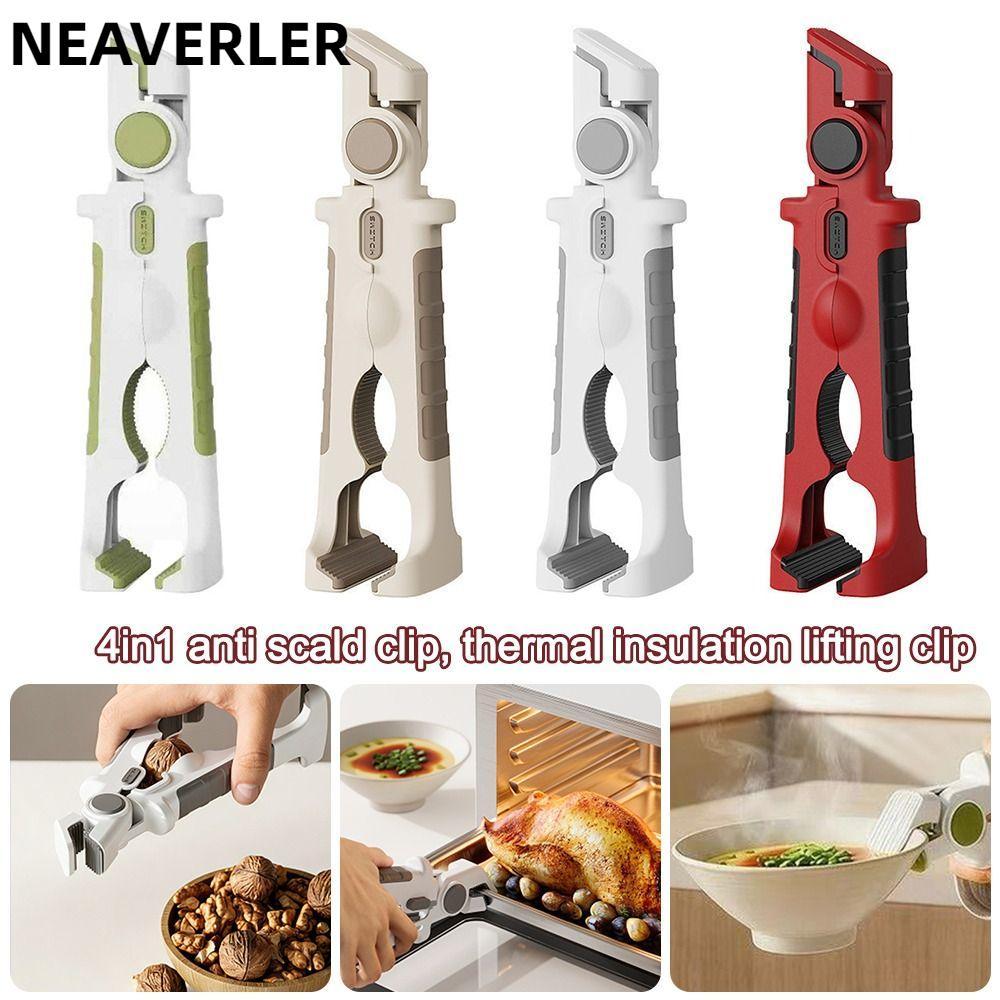 Kẹp bát nồi nhà bếp NEAVERLER, Kẹp chống bỏng bằng silicon, Kẹp nâng bát đĩa chống trượt di động 4in1 Tiện ích nhà bếp