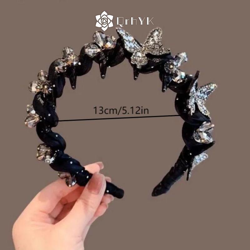 QrhYK Tính Khí Thanh Lịch Pha Lê Tóc Vòng Thời Trang Hàn Quốc Ngọt Ngào Chống Trơn Trượt Tiệc Cưới Phụ Kiện Tóc Mới