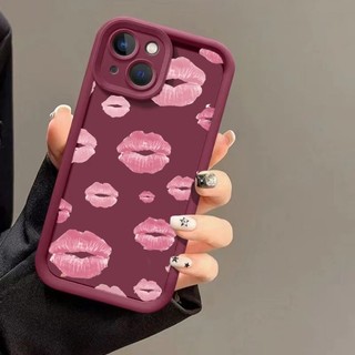 Tương thích với Vivo V50 V30 Pro V30E Y29 Y12 Y15 Y17 Y20 Y20i Y20S Y31 Vỏ Điện Thoại Màu Hồng Môi Kiss Silicone Mềm