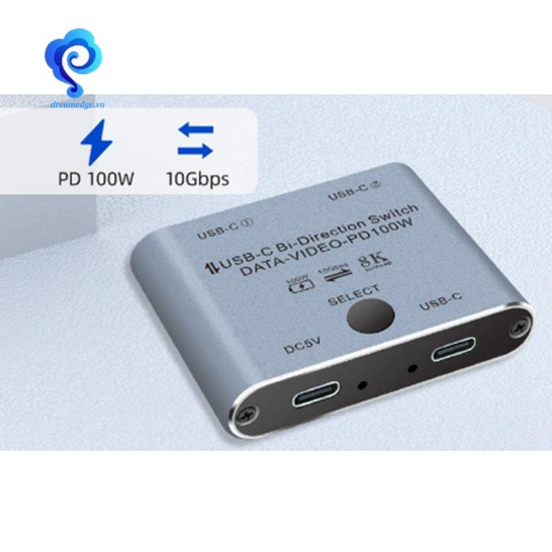 [dreamedge] Bộ chia công tắc cho 2 máy tính Bi Directional USB C KVM Switch 1 trong 2 Out cho 8K @ 60Hz / 4K @ 144Hz Truyền Video 10Gbps