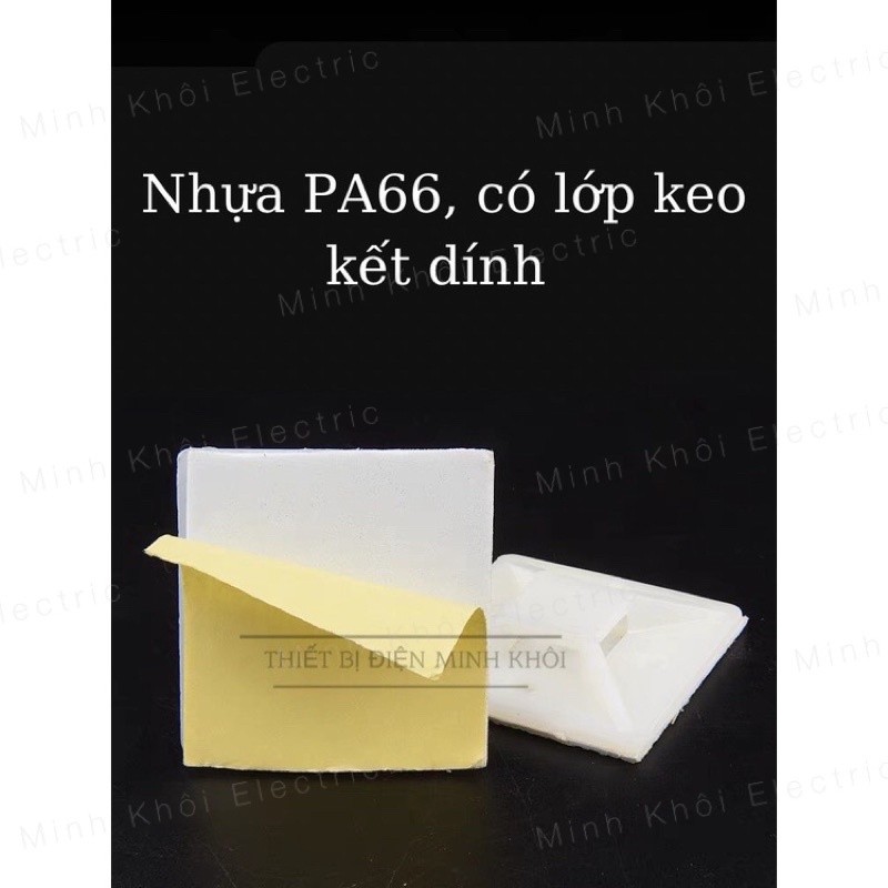 Đế Dán Dây Rút Cố Định Dây Điện, miếng dán giữ dây điện, gối đỡ lạt nhựa