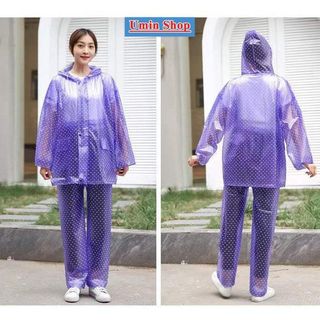 ( LOẠI 1_ DAIvà DÀY ) Áo Mưa Bộ nhựa dẻo chống thấm tuyệt đối - Áo mưa bộ chấm bi dẻo dai bền đẹp