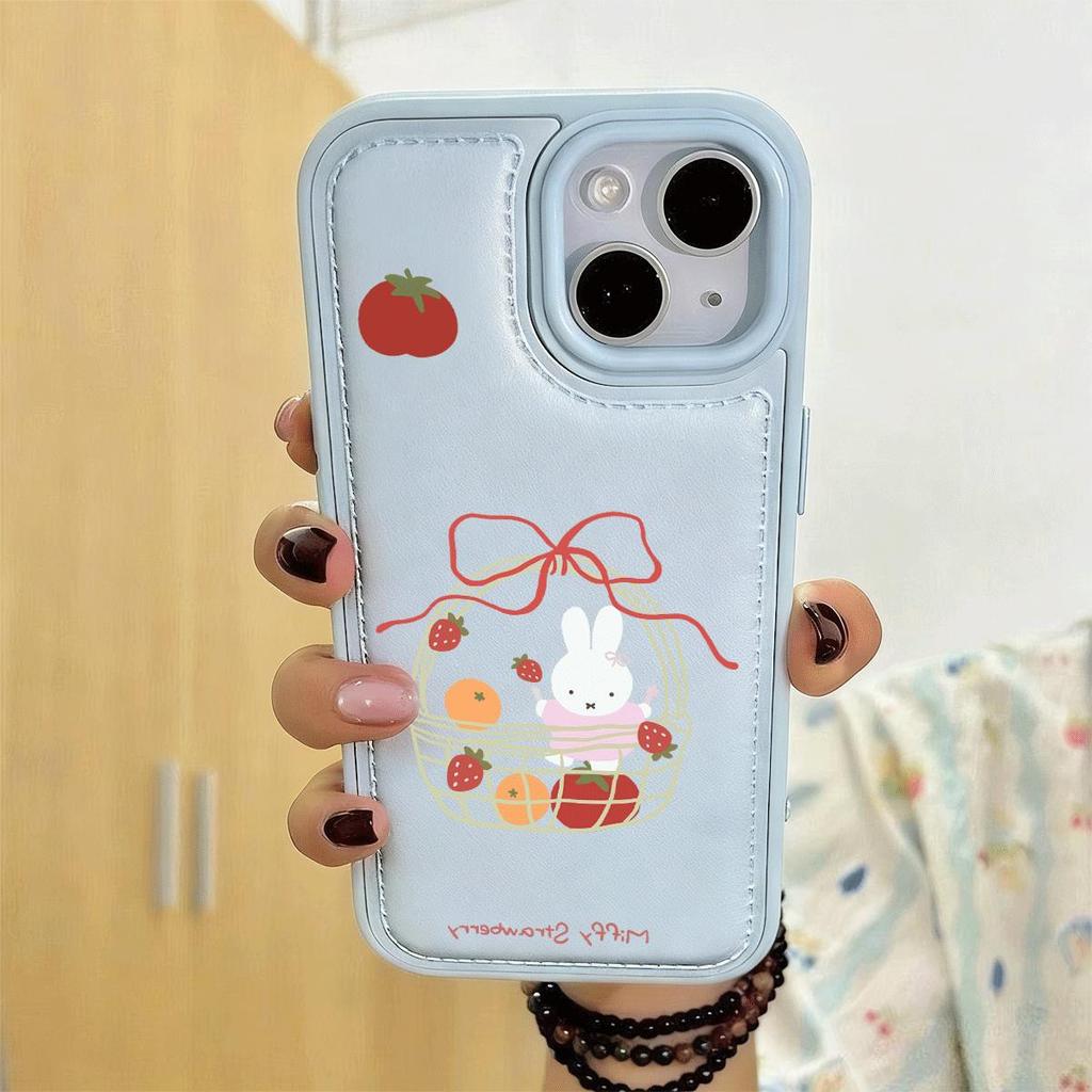 Strawberry Bow phù hợp cho trường hợp iPhone 17Pro 15plus Nhật Bản Hàn Quốc 1312pro cá tính 11 lỗ lớn